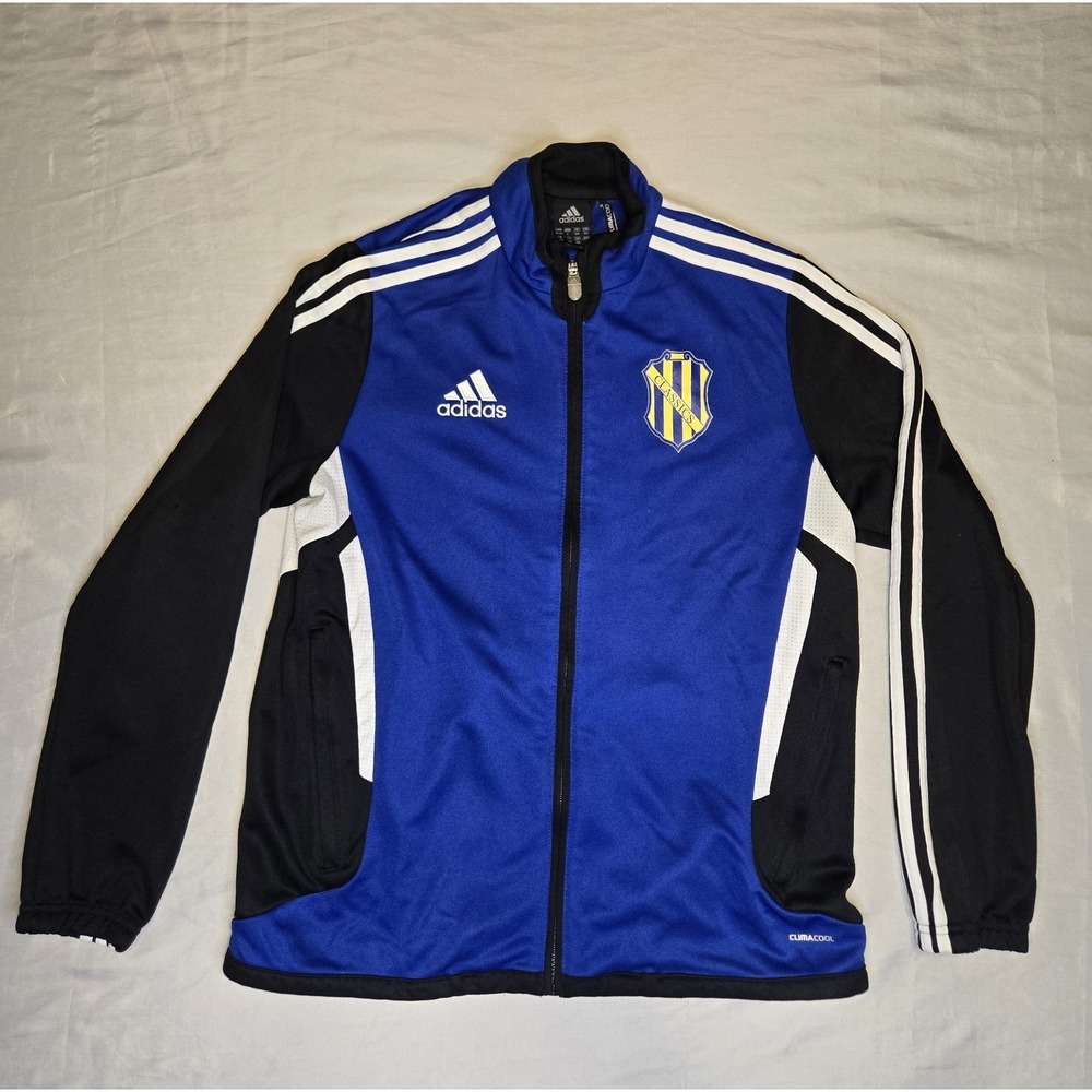 Adidas ClimaCool Track Jacket Full Zip Youth Large Classics Crest Blue Black Wht